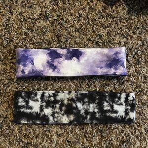 Tie-Dye Purple & Black Stretch Headbands - Set of 2